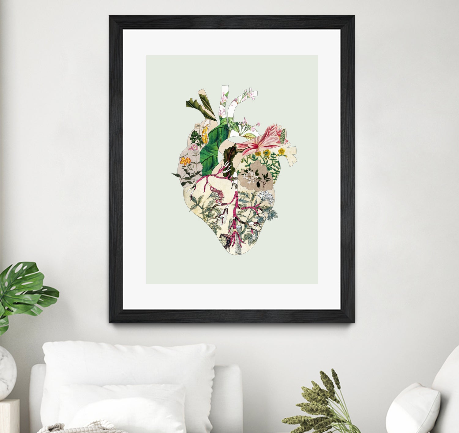 Vinatge Botanical Heart - Green by Bianca Green on GIANT ART - green digital drawing