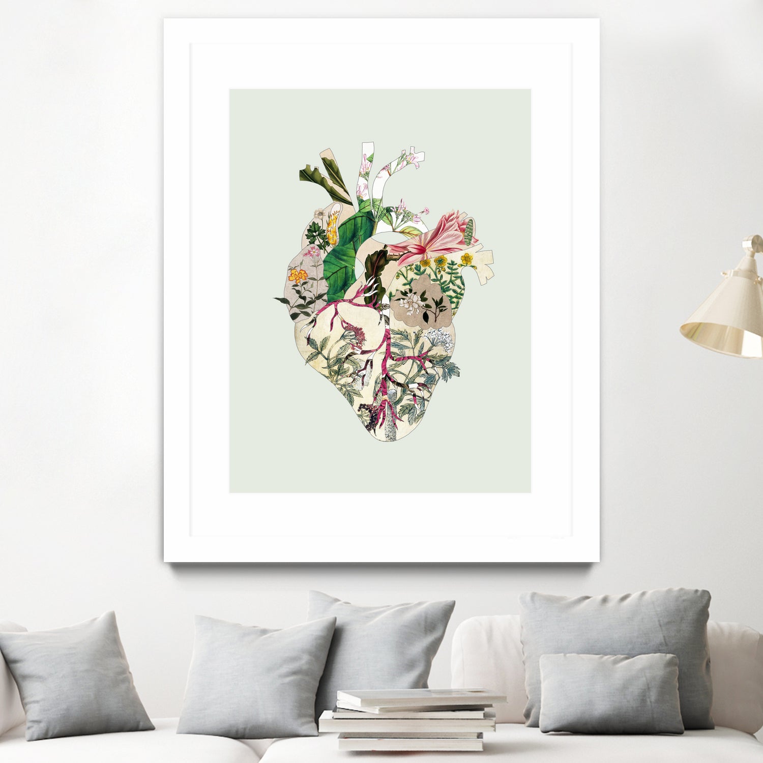 Vinatge Botanical Heart - Green by Bianca Green on GIANT ART - green digital drawing