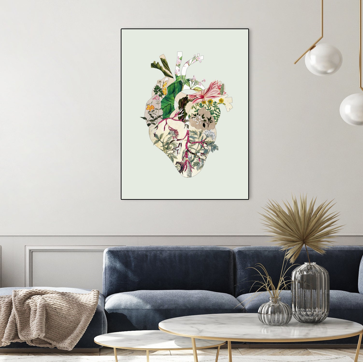 Vinatge Botanical Heart - Green by Bianca Green on GIANT ART - green digital drawing