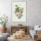 Vinatge Botanical Heart - Green by Bianca Green on GIANT ART - green digital drawing