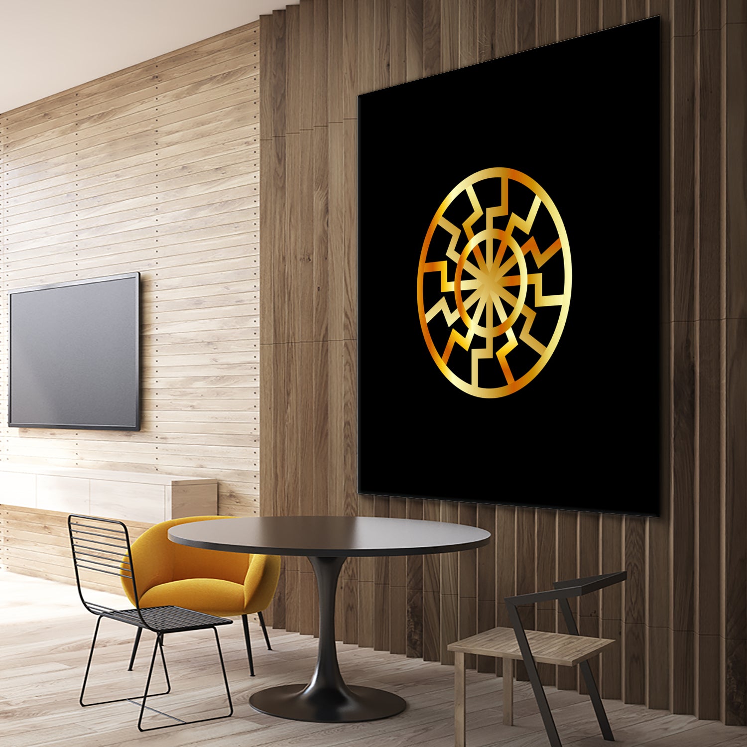 Black Sun symbol in gold- Schwarze Sonne by Shawlin Mohd on GIANT ART - brown digital drawing