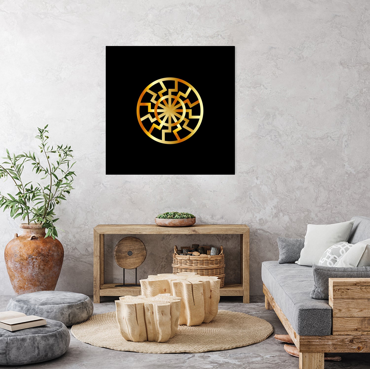 Black Sun symbol in gold- Schwarze Sonne by Shawlin Mohd on GIANT ART - brown digital drawing