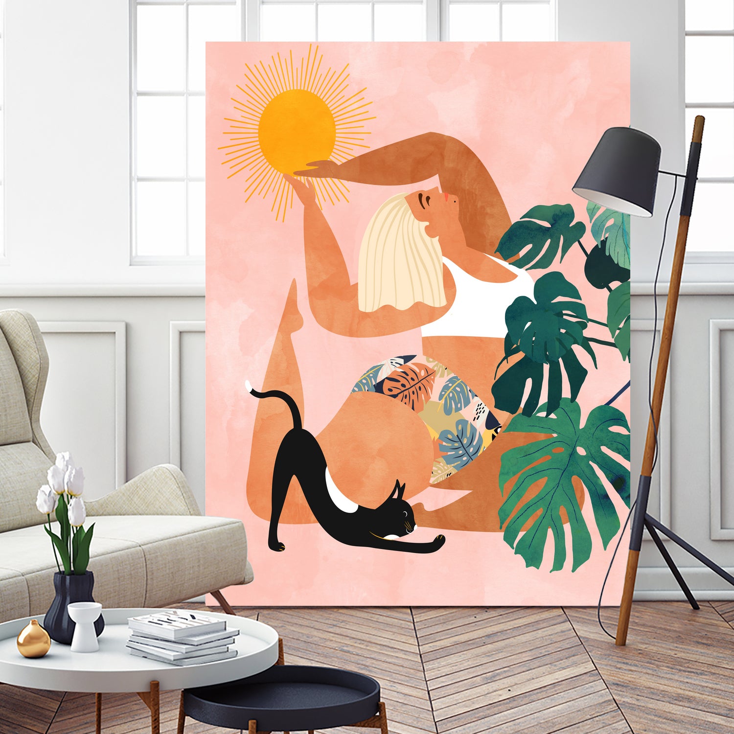 Tropical Yoga by Uma Gokhale on GIANT ART - orange digital painting