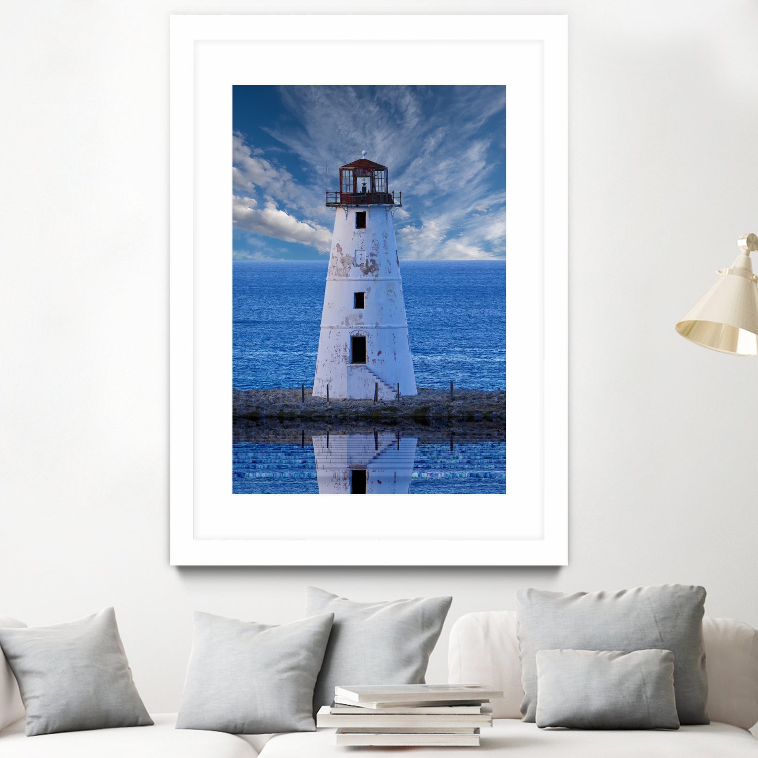 Lighthouse on Narrow Land by Darryl Brooks on GIANT ART - blue photo illustration