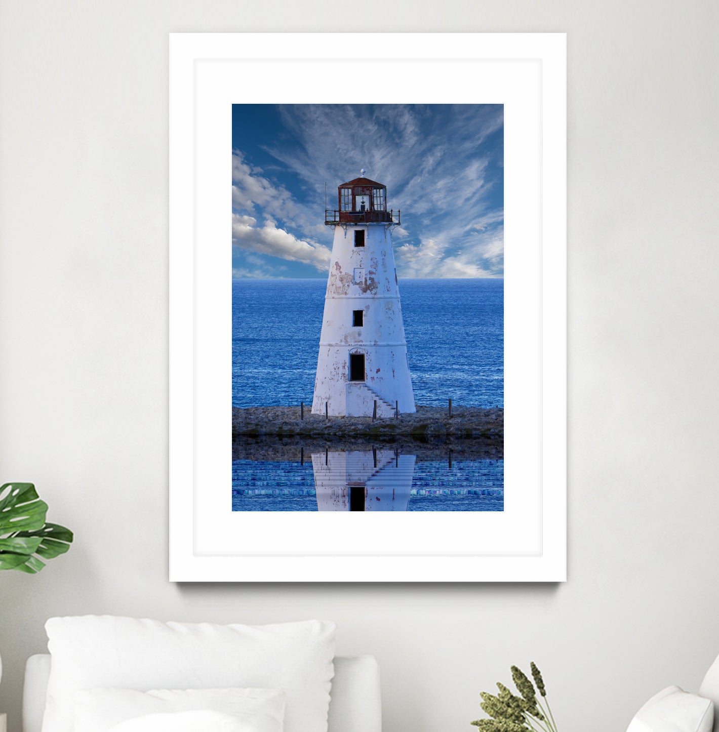 Lighthouse on Narrow Land by Darryl Brooks on GIANT ART - blue photo illustration