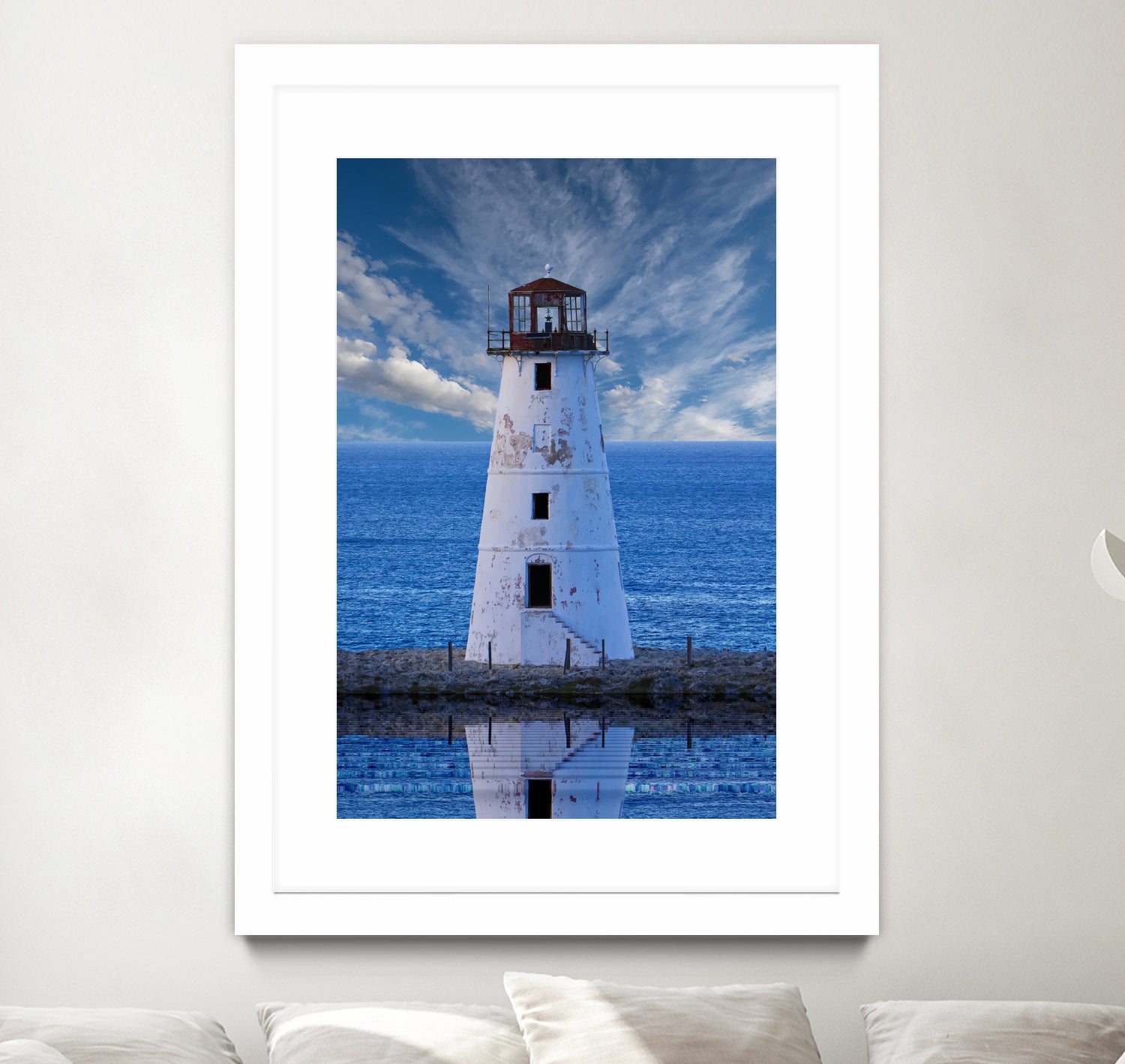 Lighthouse on Narrow Land by Darryl Brooks on GIANT ART - blue photo illustration