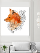 Watercolor Fox by Greta Berlin on GIANT ART - orange digital drawing