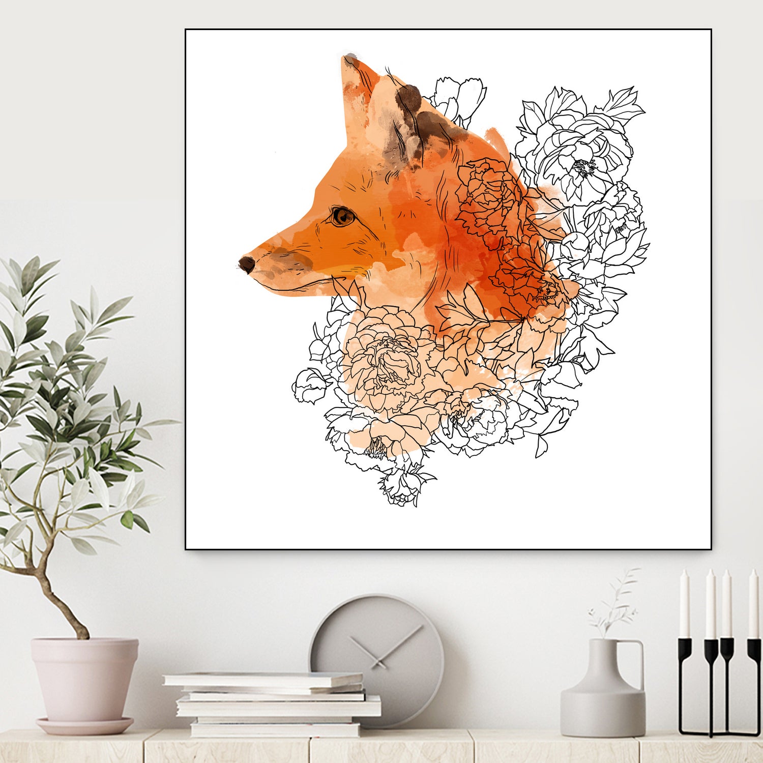 Watercolor Fox by Greta Berlin on GIANT ART - orange digital drawing