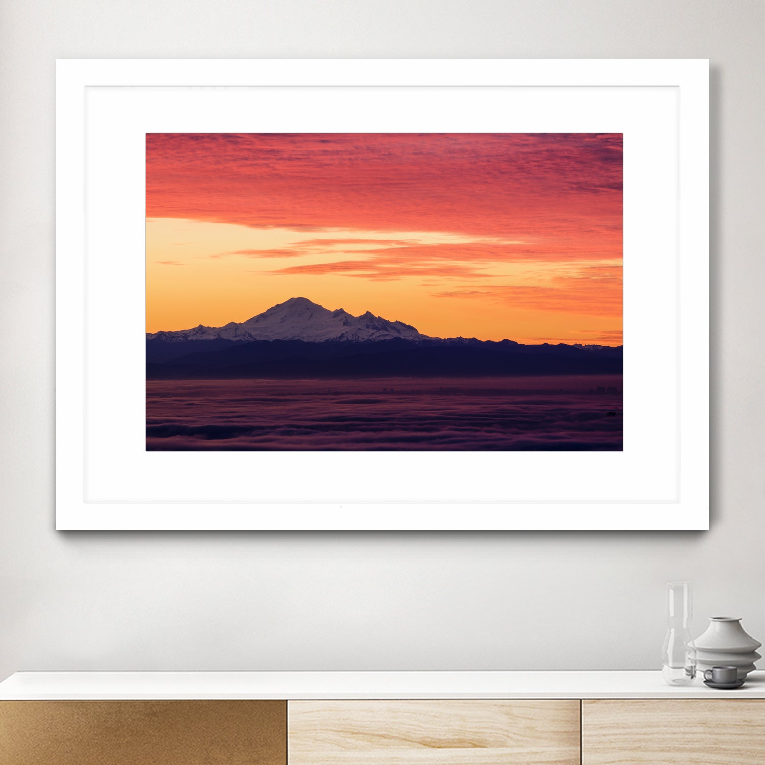 Mt. Baker Sunrise by Julian Russell on GIANT ART - yellow processing/programming