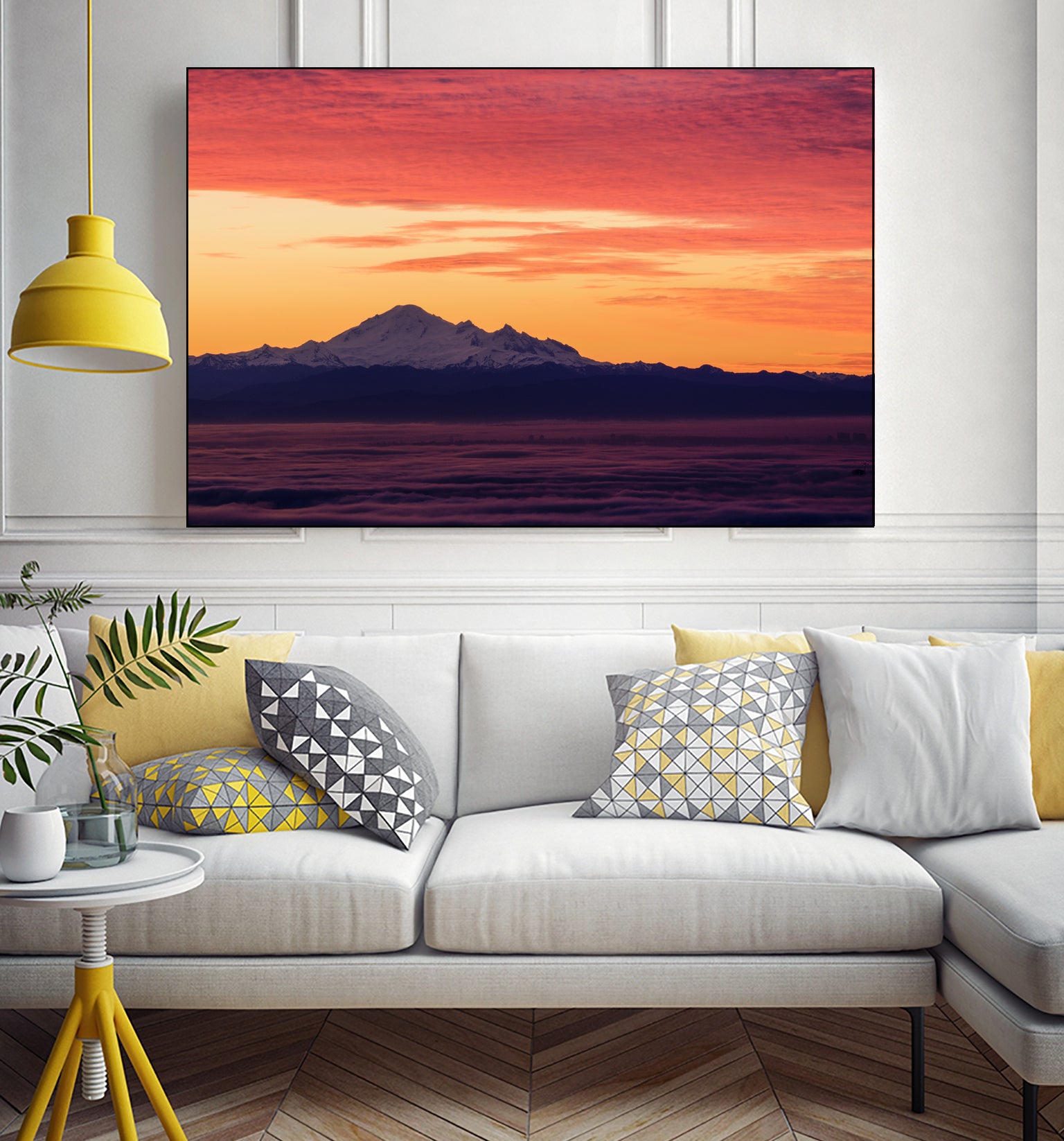 Mt. Baker Sunrise by Julian Russell on GIANT ART - yellow processing/programming