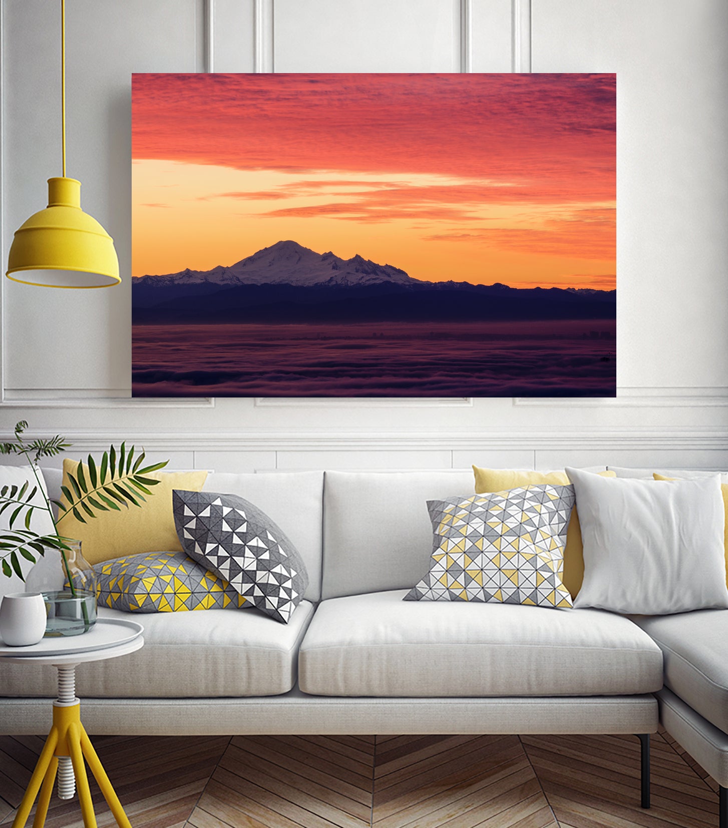 Mt. Baker Sunrise by Julian Russell on GIANT ART - yellow processing/programming