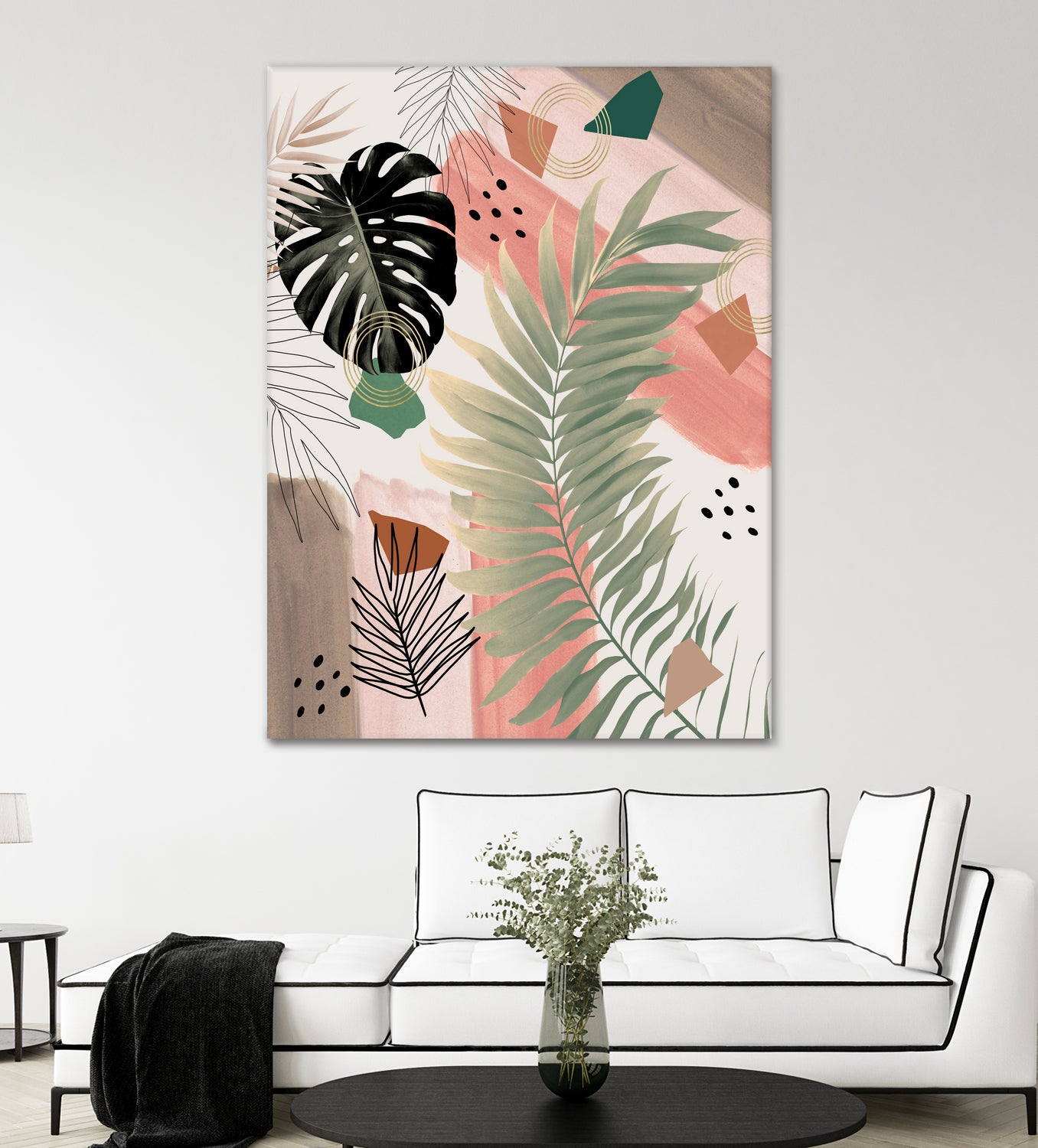 Palm Leaf Summer Glam #1 #tropical #decor #art by Anita & Bella Jantz on GIANT ART - pink digital drawing