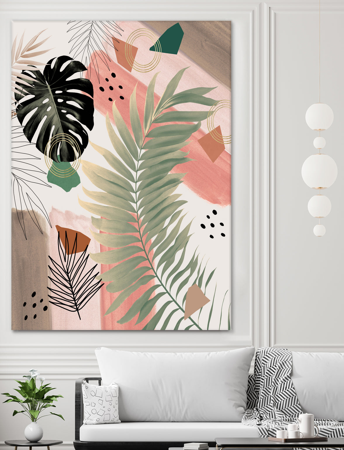 Palm Leaf Summer Glam #1 #tropical #decor #art by Anita & Bella Jantz on GIANT ART - pink digital drawing