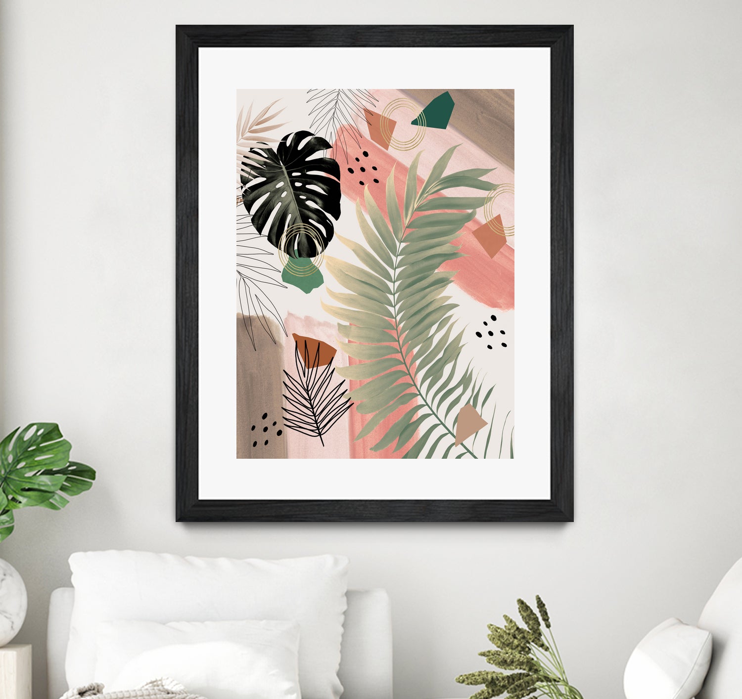 Palm Leaf Summer Glam #1 #tropical #decor #art by Anita & Bella Jantz on GIANT ART - pink digital drawing