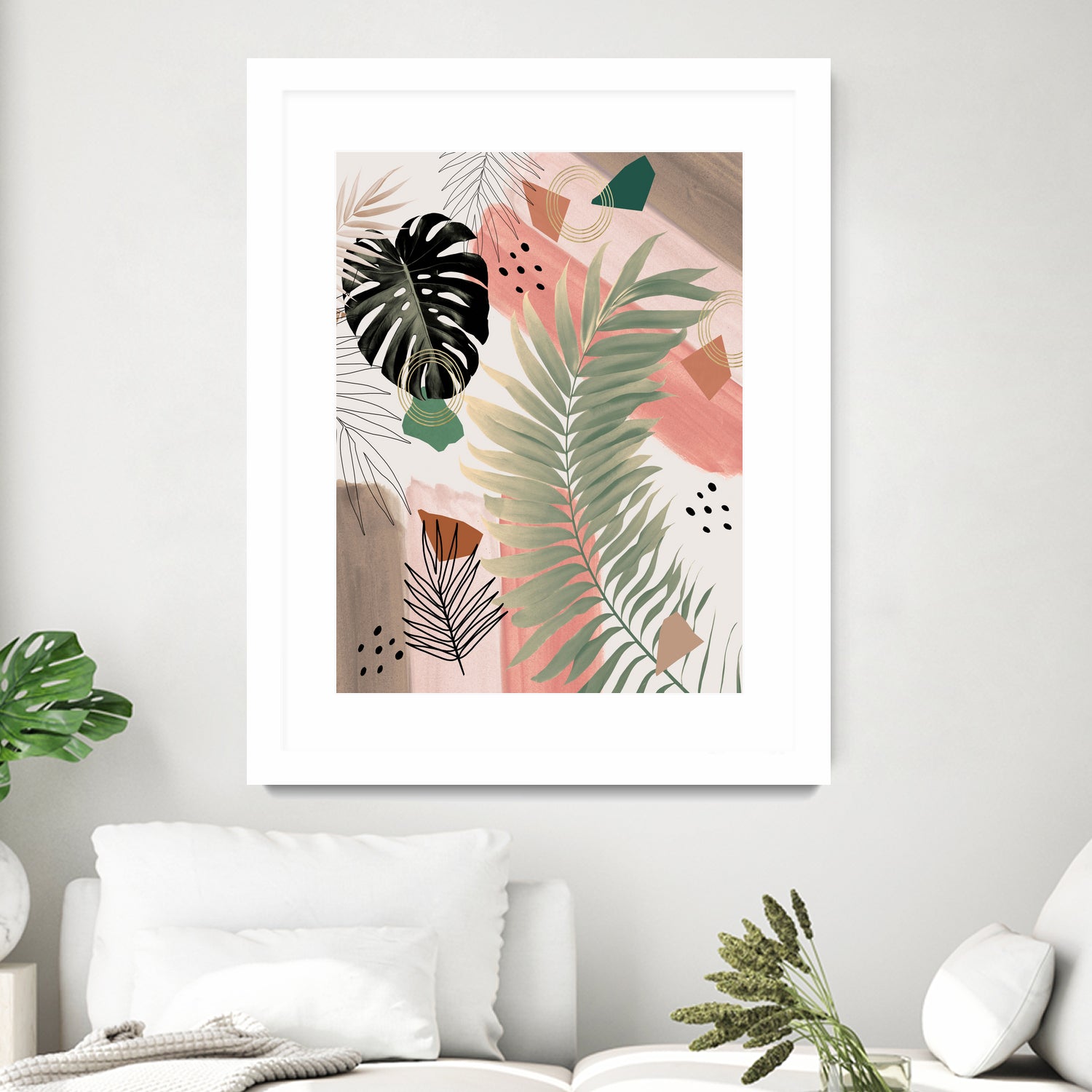 Palm Leaf Summer Glam #1 #tropical #decor #art by Anita & Bella Jantz on GIANT ART - pink digital drawing