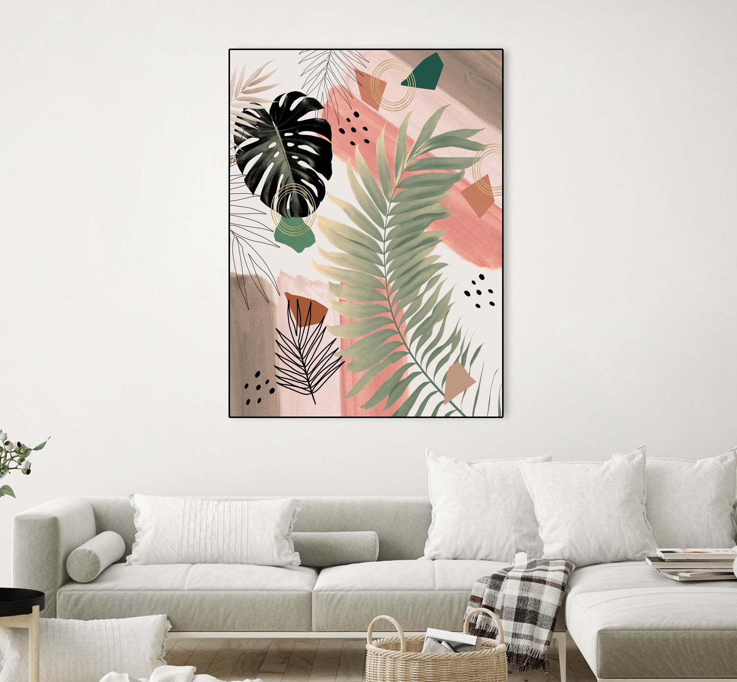 Palm Leaf Summer Glam #1 #tropical #decor #art by Anita & Bella Jantz on GIANT ART - pink digital drawing