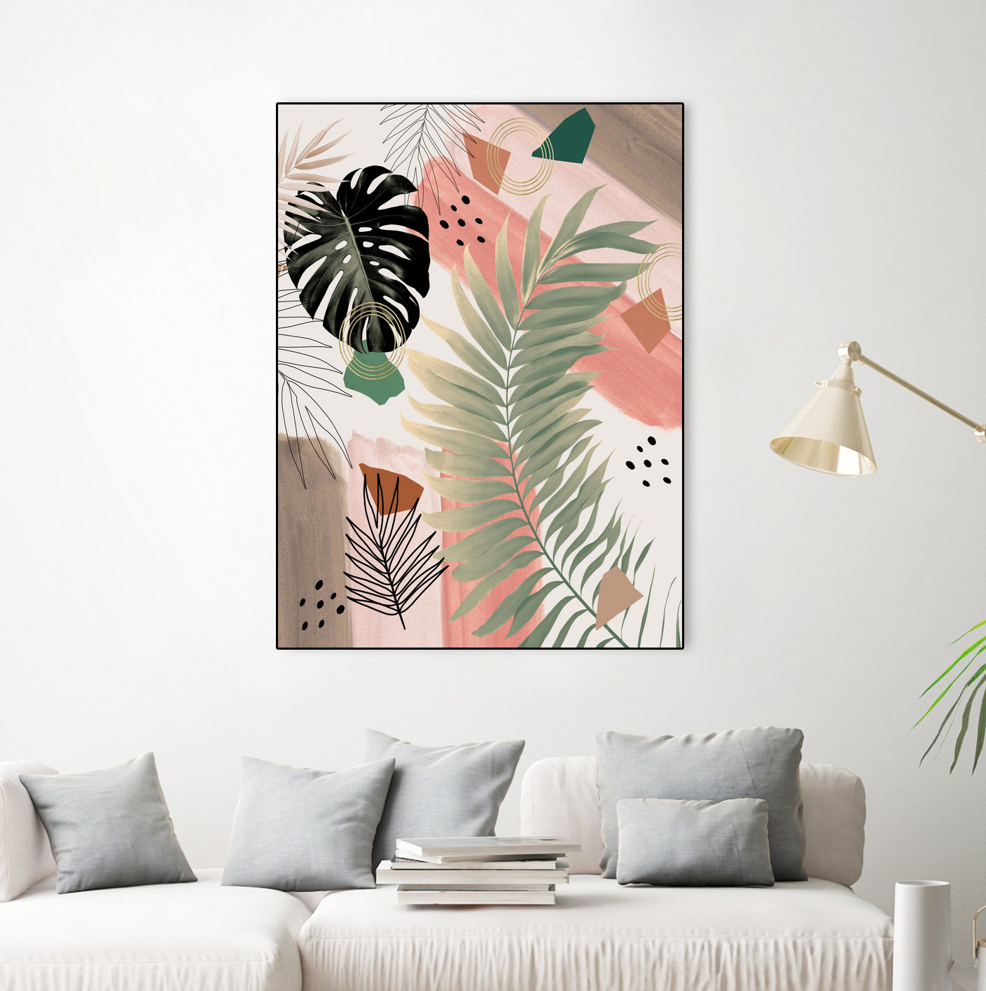 Palm Leaf Summer Glam #1 #tropical #decor #art by Anita & Bella Jantz on GIANT ART - pink digital drawing