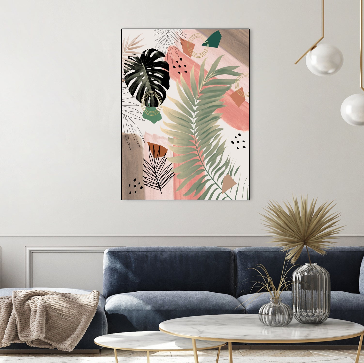 Palm Leaf Summer Glam #1 #tropical #decor #art by Anita & Bella Jantz on GIANT ART - pink digital drawing