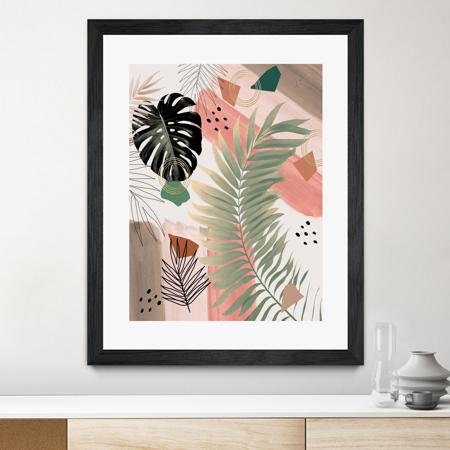 Palm Leaf Summer Glam #1 #tropical #decor #art by Anita & Bella Jantz on GIANT ART - pink digital drawing