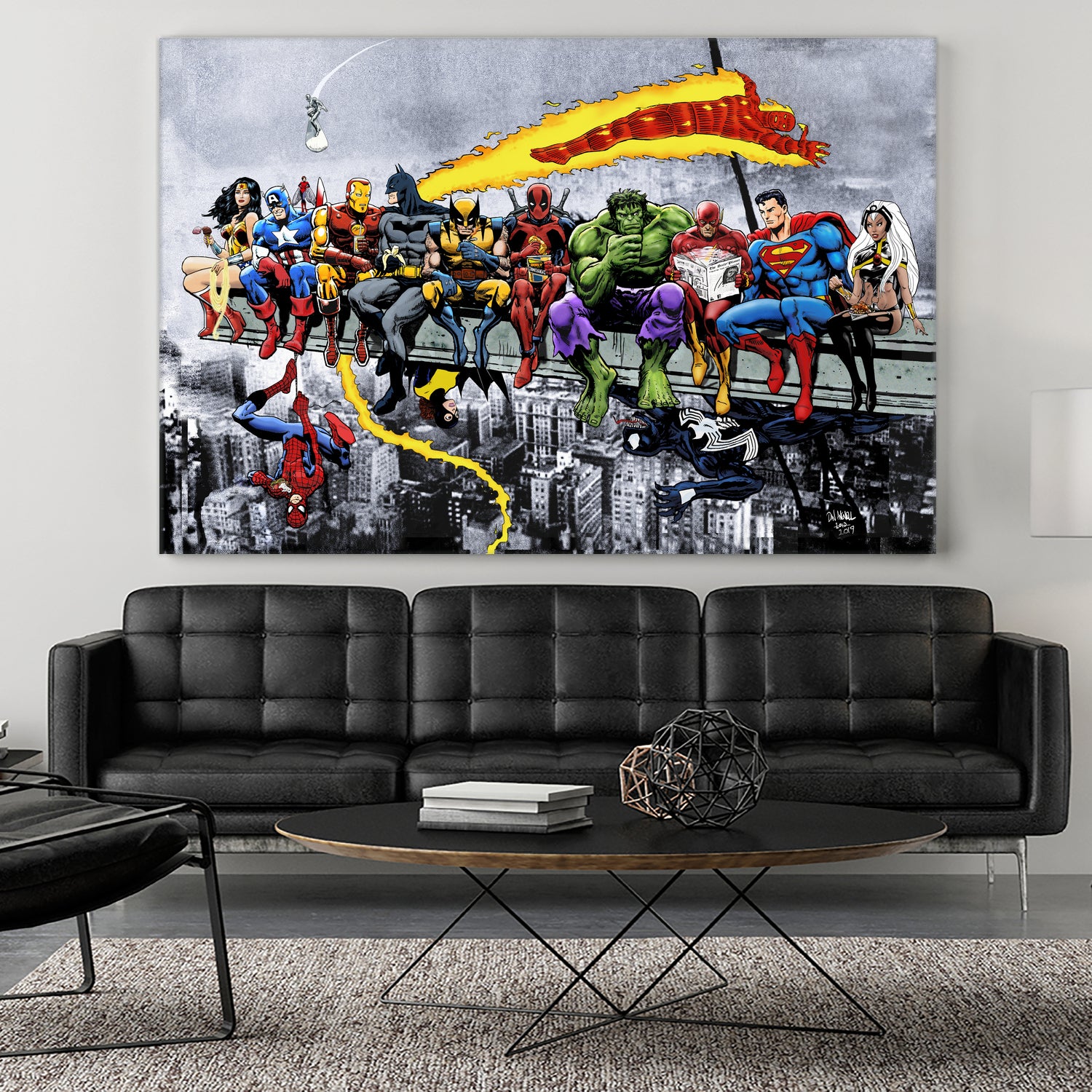 More Marvel & DC Superheroes Lunch Atop A Skyscraper by Dan Avenell on GIANT ART - gray digital painting