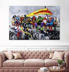 More Marvel & DC Superheroes Lunch Atop A Skyscraper by Dan Avenell on GIANT ART - gray digital painting