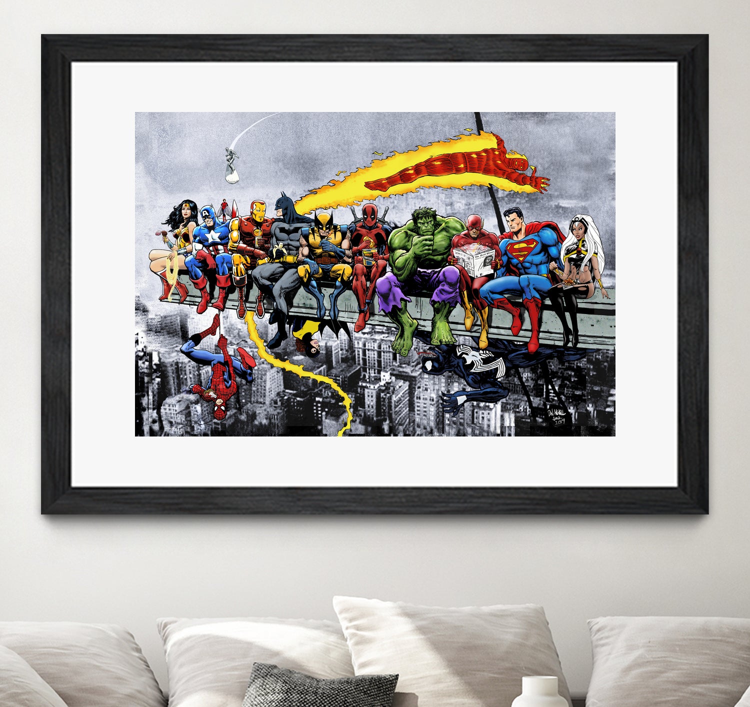 More Marvel & DC Superheroes Lunch Atop A Skyscraper by Dan Avenell on GIANT ART - gray digital painting