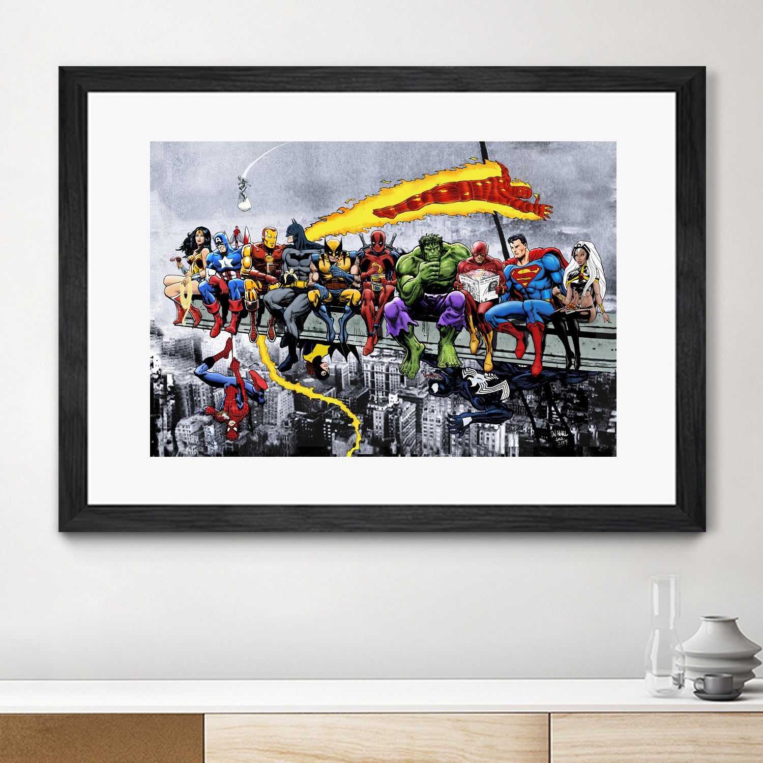 More Marvel & DC Superheroes Lunch Atop A Skyscraper by Dan Avenell on GIANT ART - gray digital painting