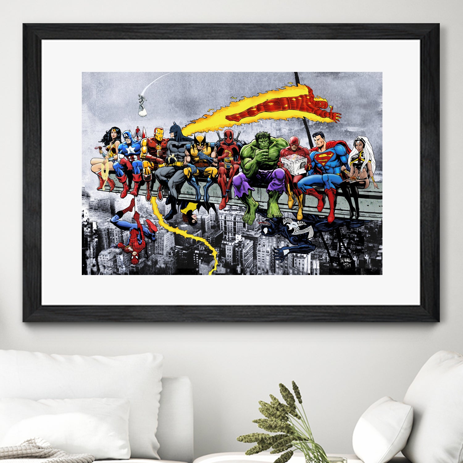 More Marvel & DC Superheroes Lunch Atop A Skyscraper by Dan Avenell on GIANT ART - gray digital painting