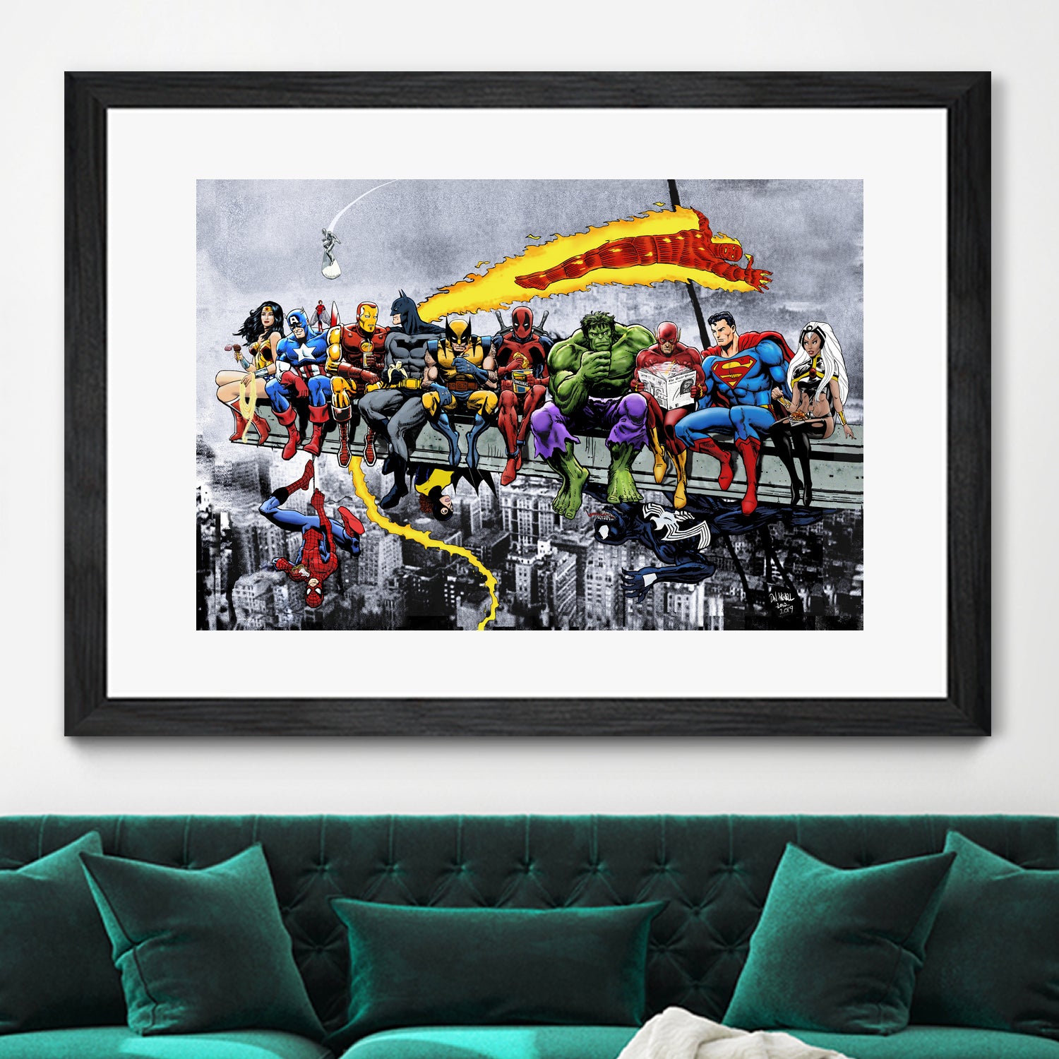 More Marvel & DC Superheroes Lunch Atop A Skyscraper by Dan Avenell on GIANT ART - gray digital painting