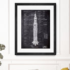 Rocket blueprints by map collection on GIANT ART - black mixed media