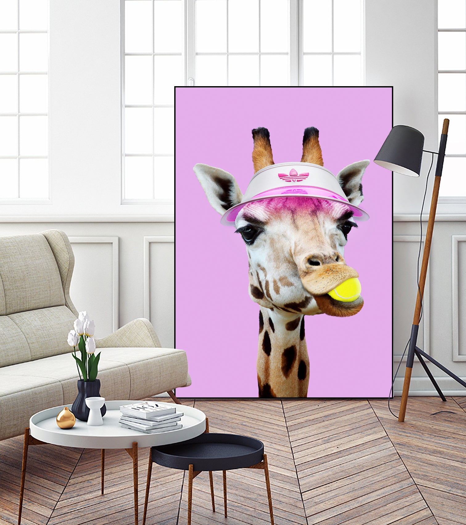 TENNIS GIRAFFE by Jonas Loose on GIANT ART - fuchsia photo manipulation