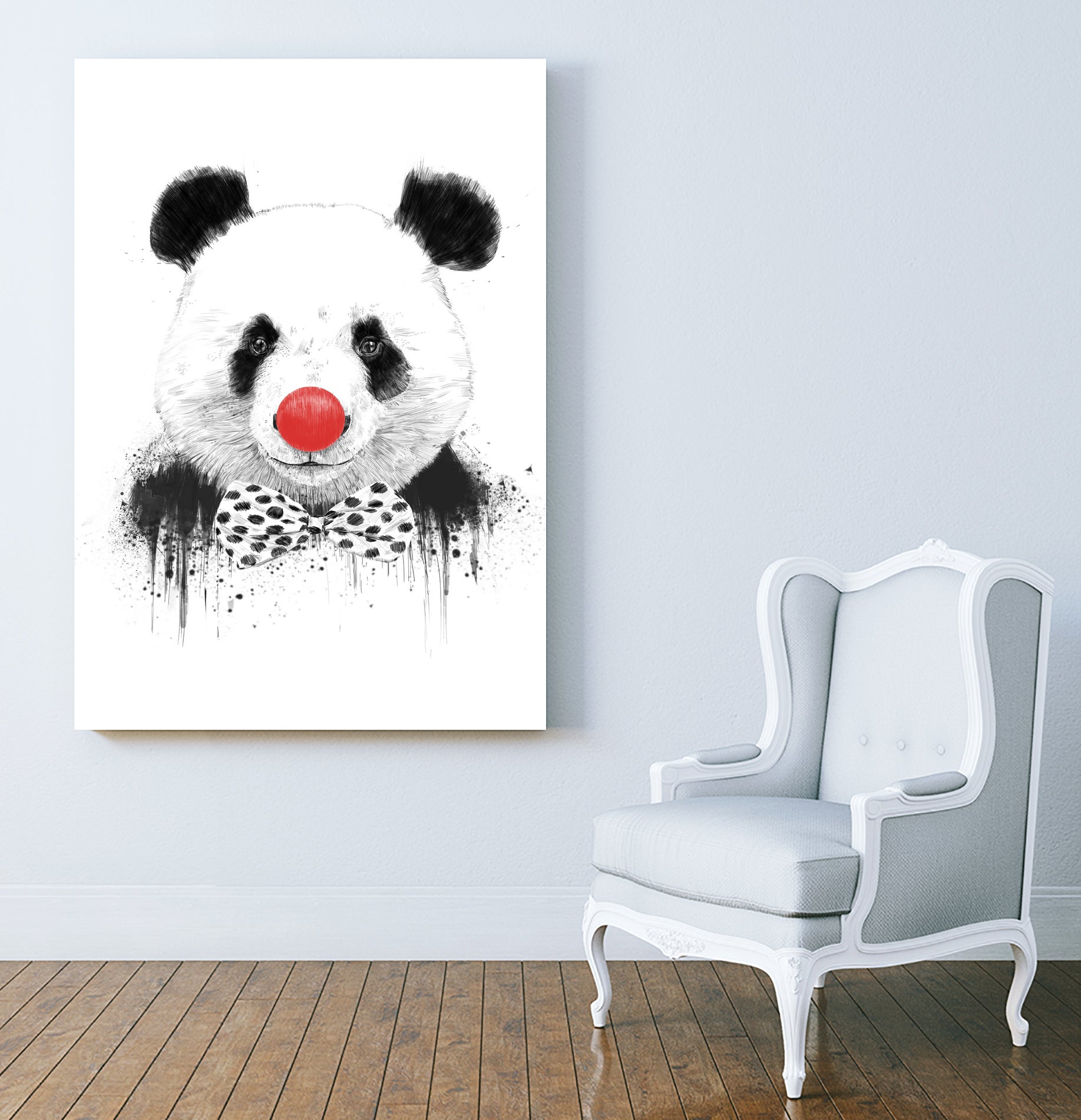 Clown panda by Solti Balázs on GIANT ART - black mixed media