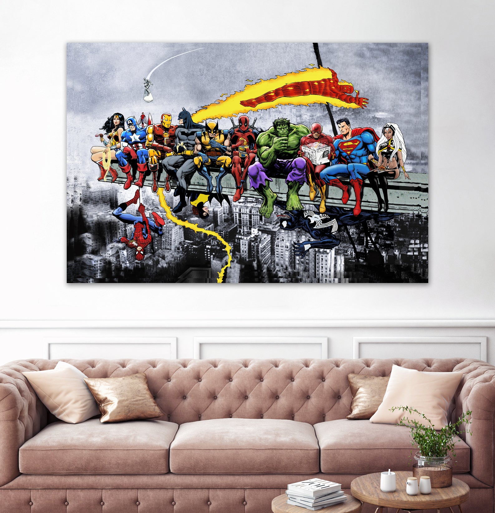 More Marvel & DC Superheroes Lunch Atop A Skyscraper by Dan Avenell on GIANT ART - gray digital painting