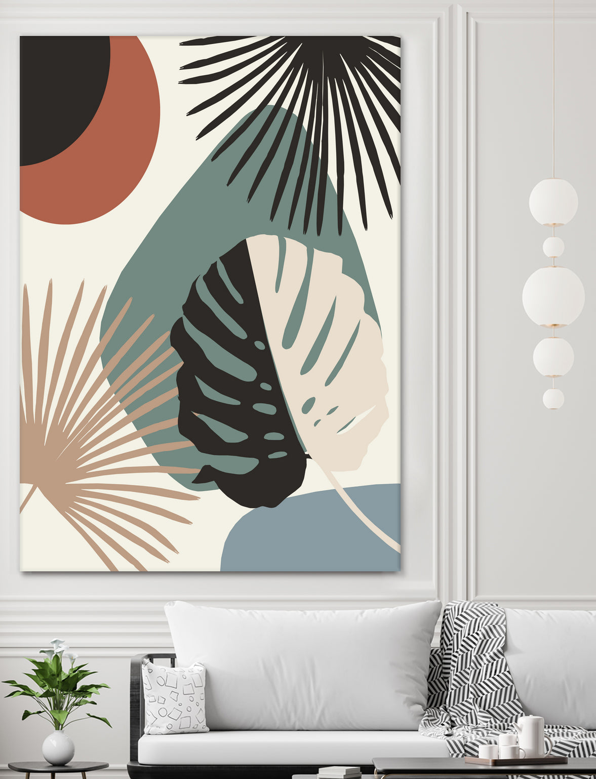 Minimal Yin Yang Monstera Fan Palm Finesse #1 #tropical by Anita & Bella Jantz on GIANT ART - green digital drawing