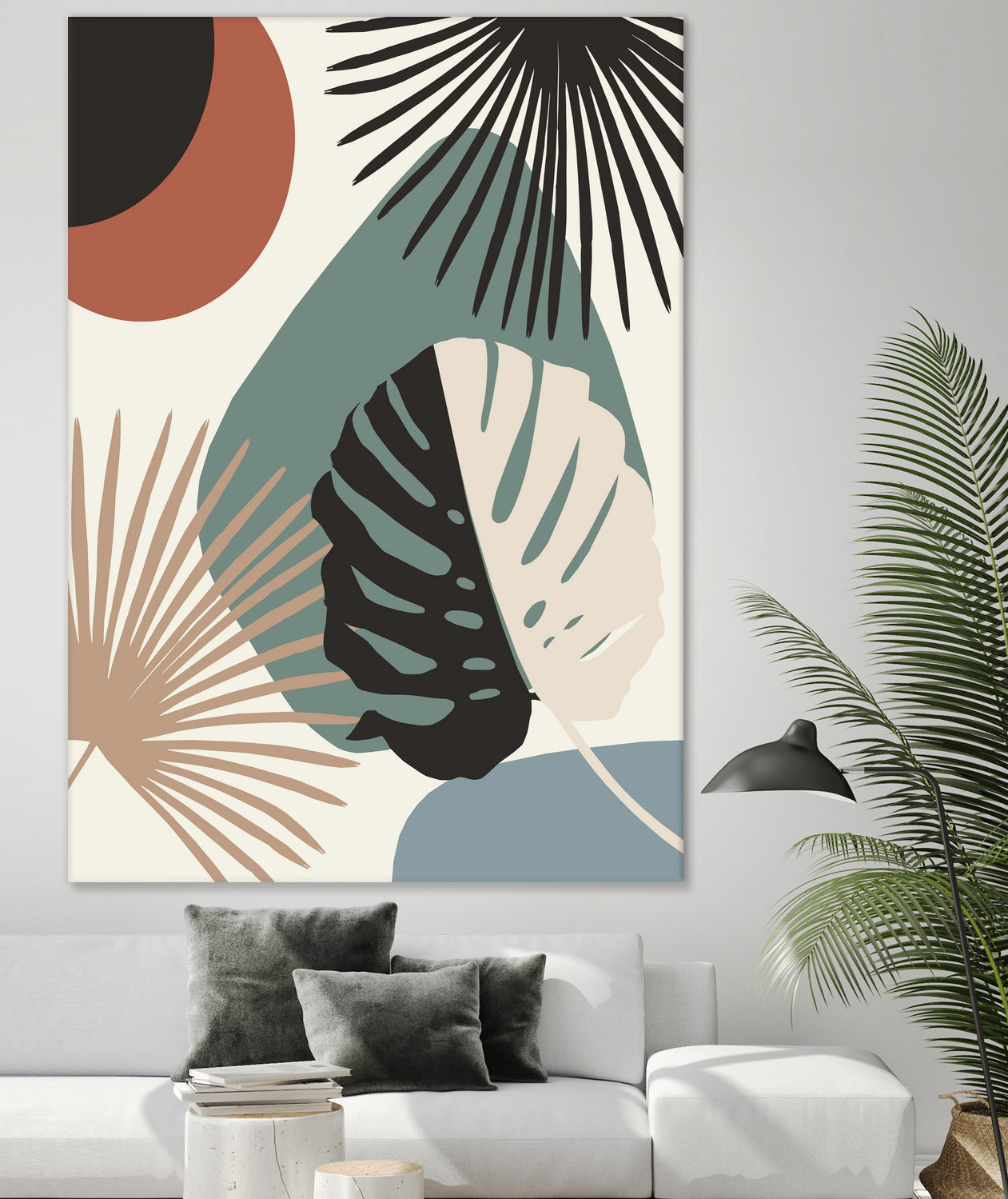 Minimal Yin Yang Monstera Fan Palm Finesse #1 #tropical by Anita & Bella Jantz on GIANT ART - green digital drawing