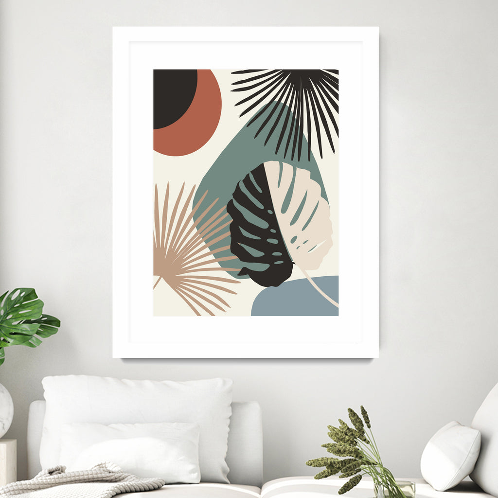 Minimal Yin Yang Monstera Fan Palm Finesse #1 #tropical by Anita & Bella Jantz on GIANT ART - green digital drawing