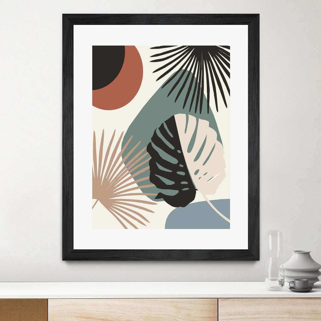 Minimal Yin Yang Monstera Fan Palm Finesse #1 #tropical by Anita & Bella Jantz on GIANT ART - green digital drawing