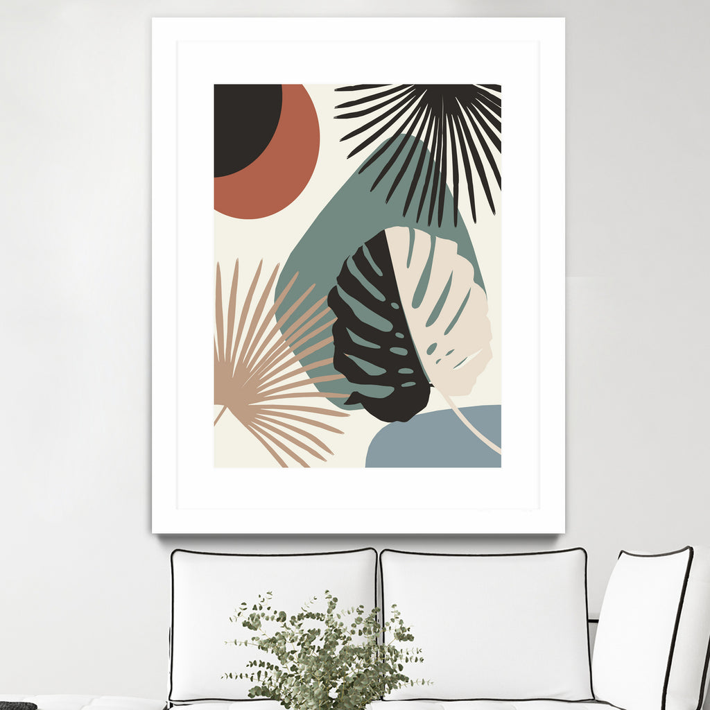 Minimal Yin Yang Monstera Fan Palm Finesse #1 #tropical by Anita & Bella Jantz on GIANT ART - green digital drawing