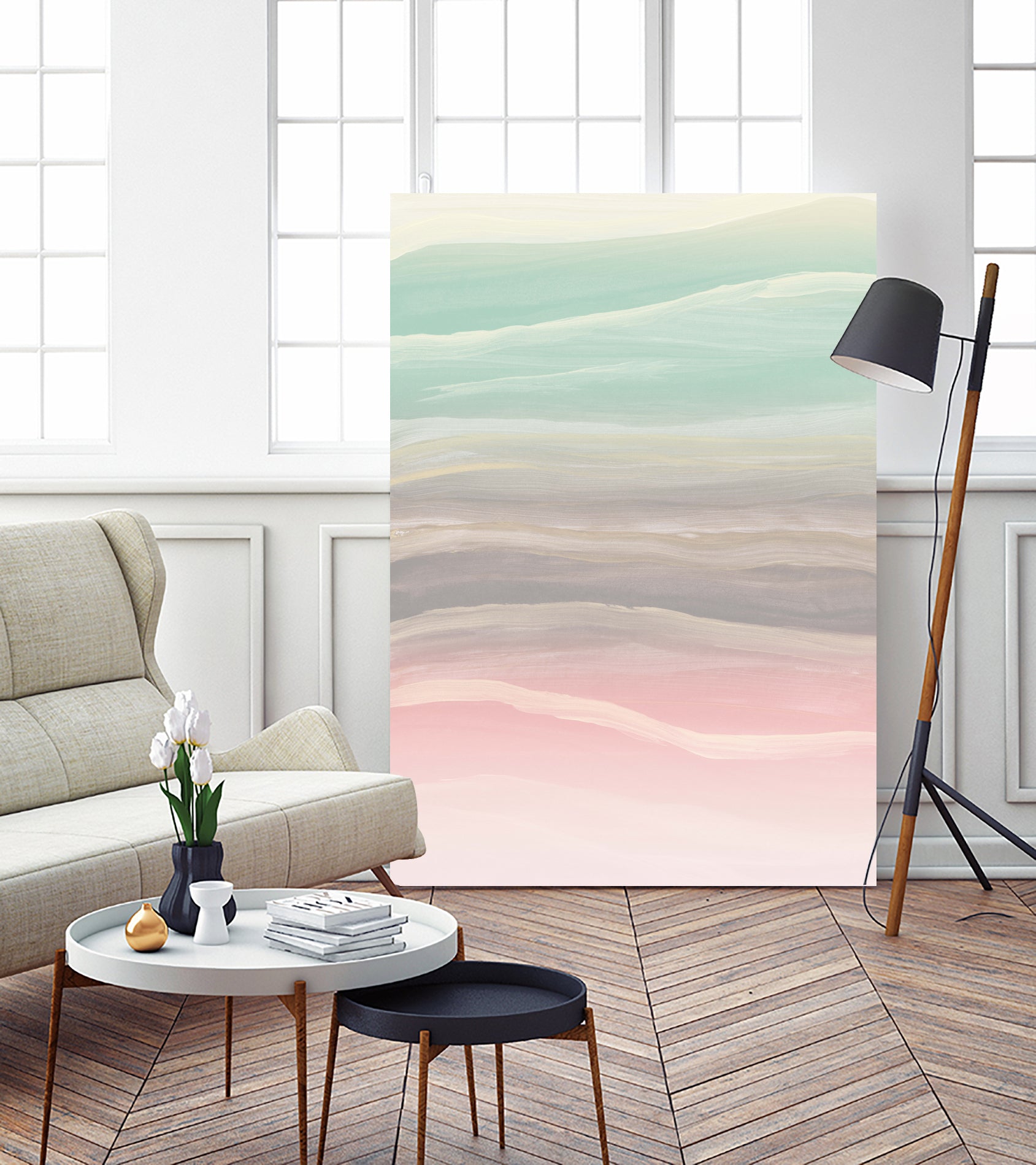 Pastel Watercolor Waves Abstract #1 #painting #decor #art by Anita & Bella Jantz on GIANT ART - pink digital painting