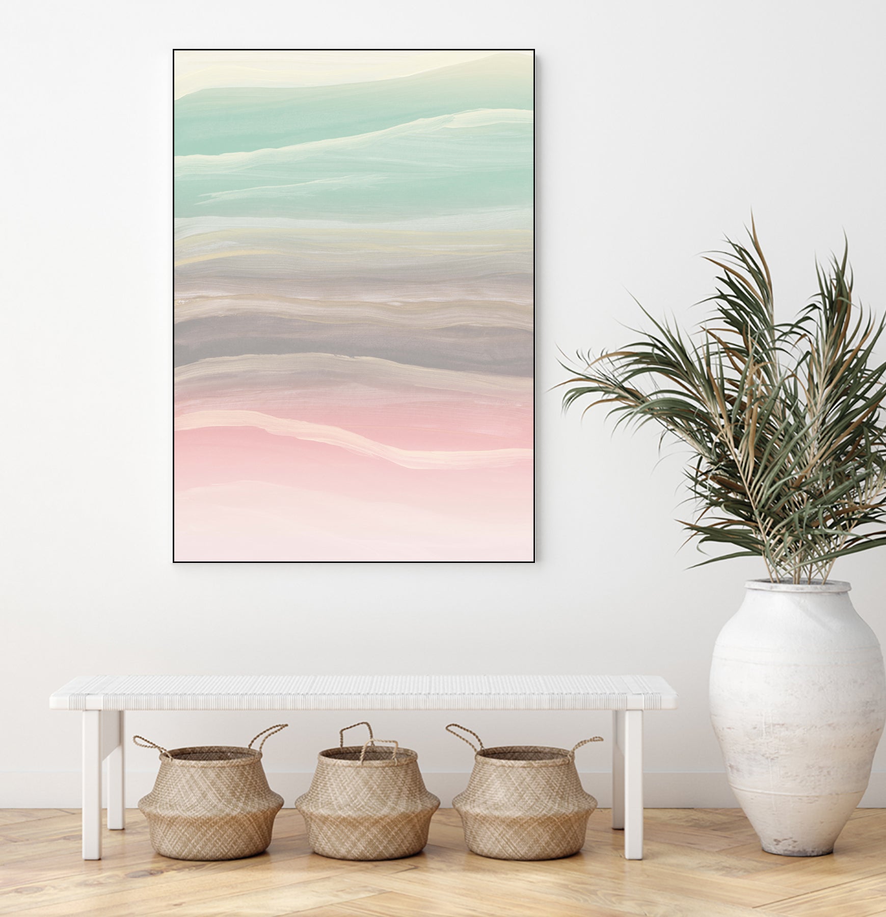 Pastel Watercolor Waves Abstract #1 #painting #decor #art by Anita & Bella Jantz on GIANT ART - pink digital painting