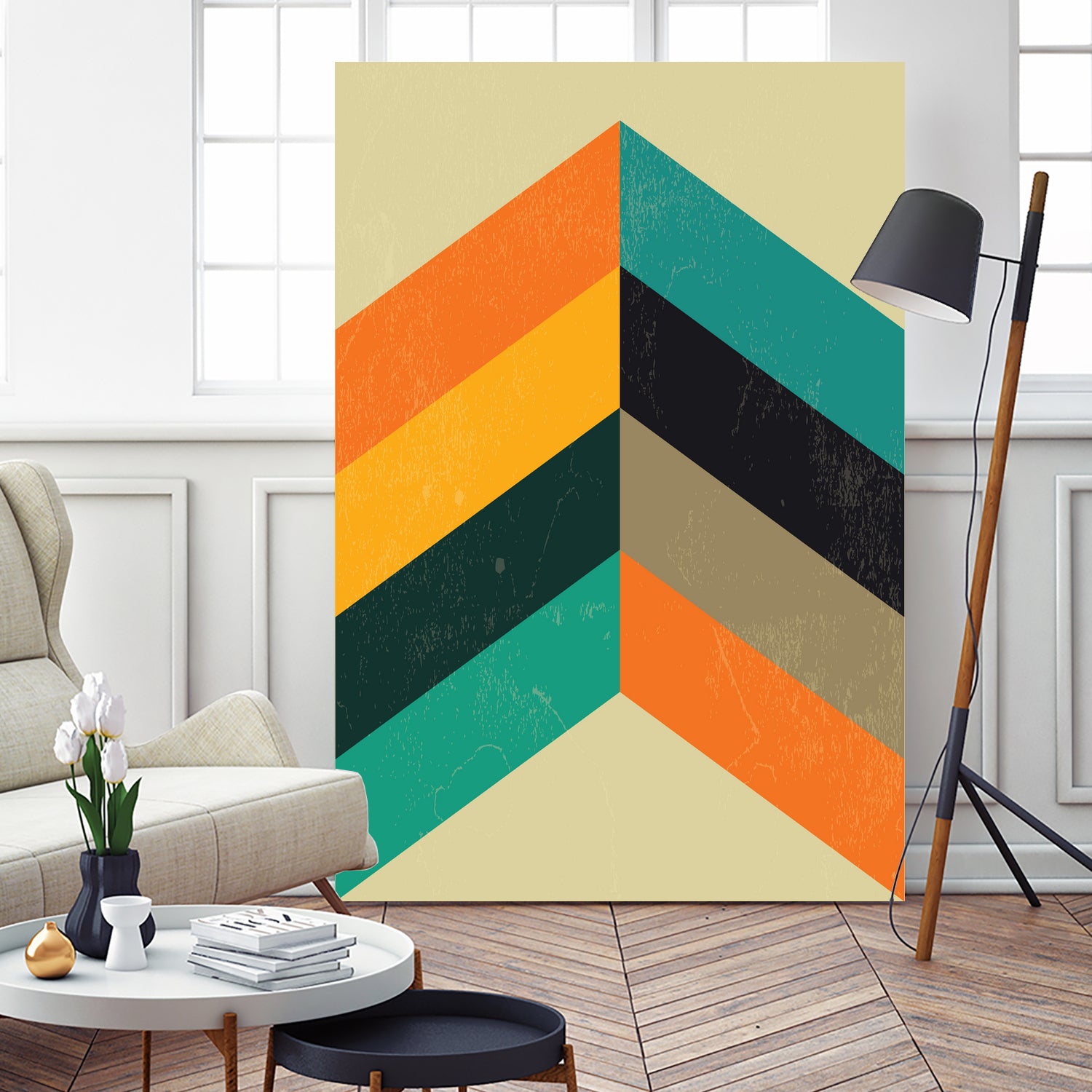 Mid Century Chevron by Studio North on GIANT ART - orange digital drawing