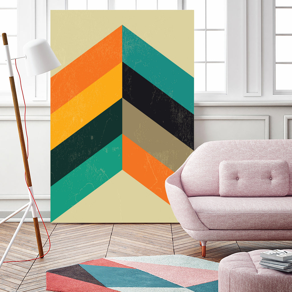 Mid Century Chevron by Studio North on GIANT ART - orange digital drawing