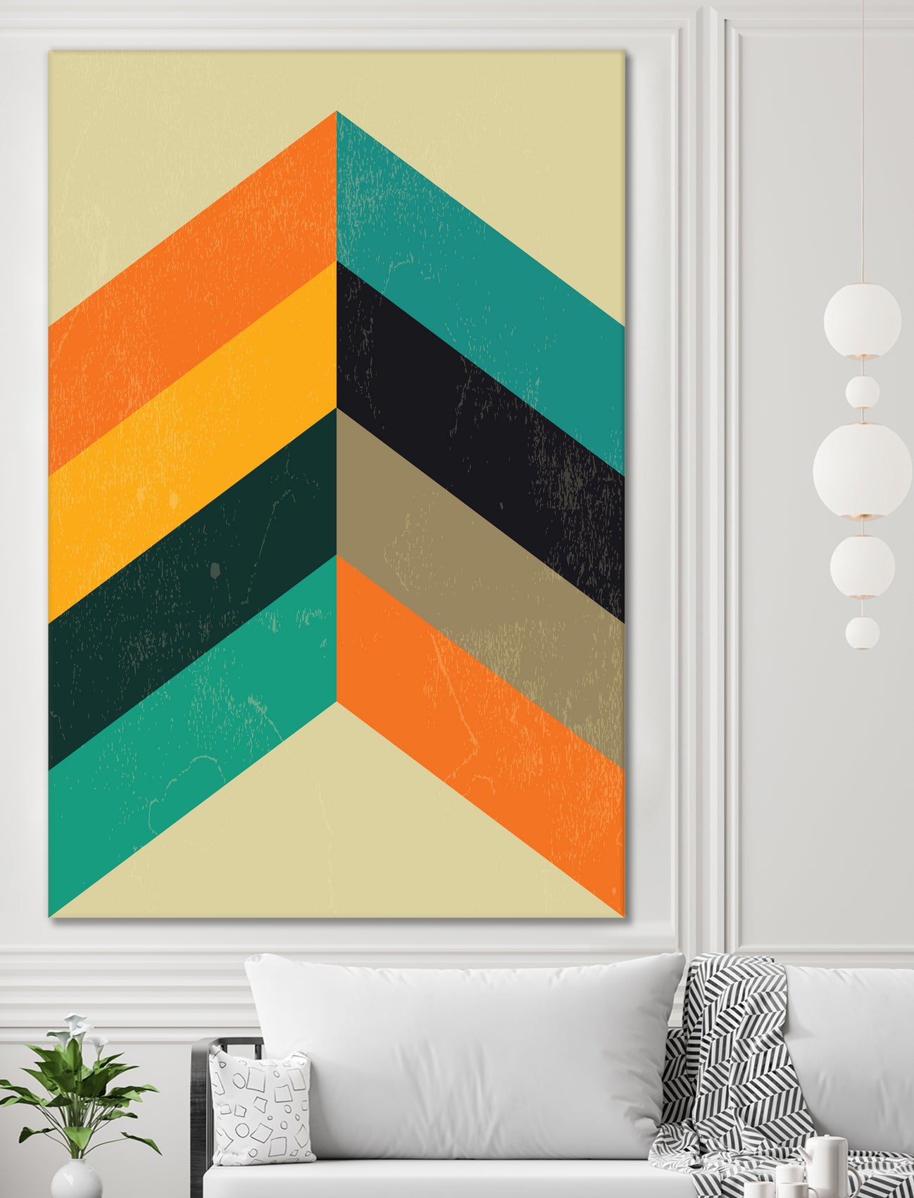 Mid Century Chevron by Studio North on GIANT ART - orange digital drawing