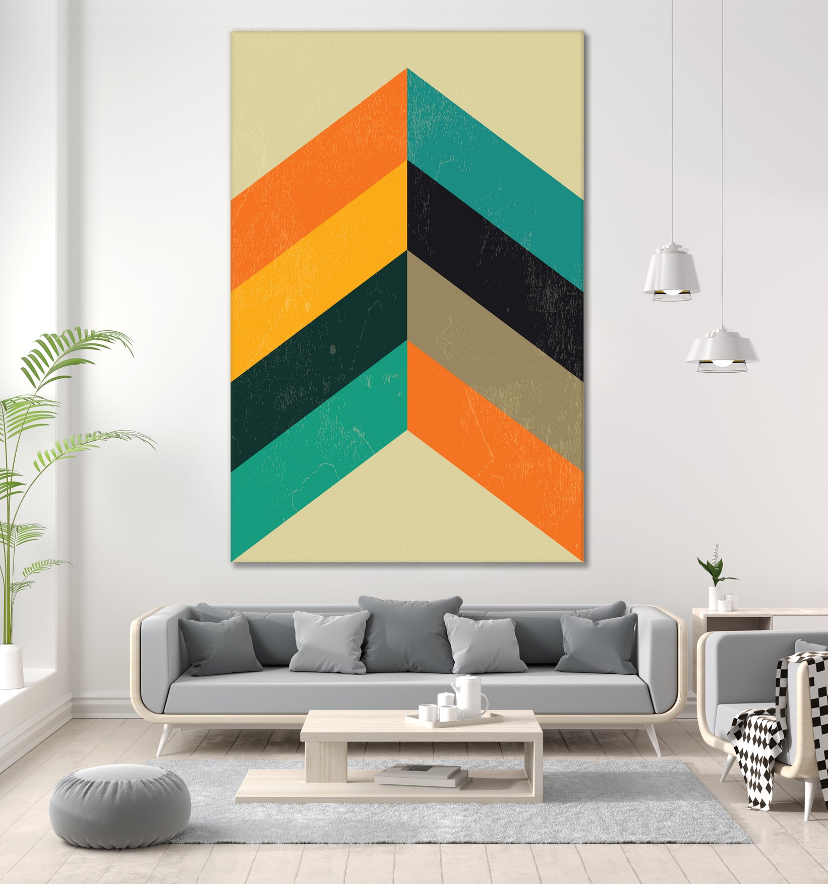 Mid Century Chevron by Studio North on GIANT ART - orange digital drawing