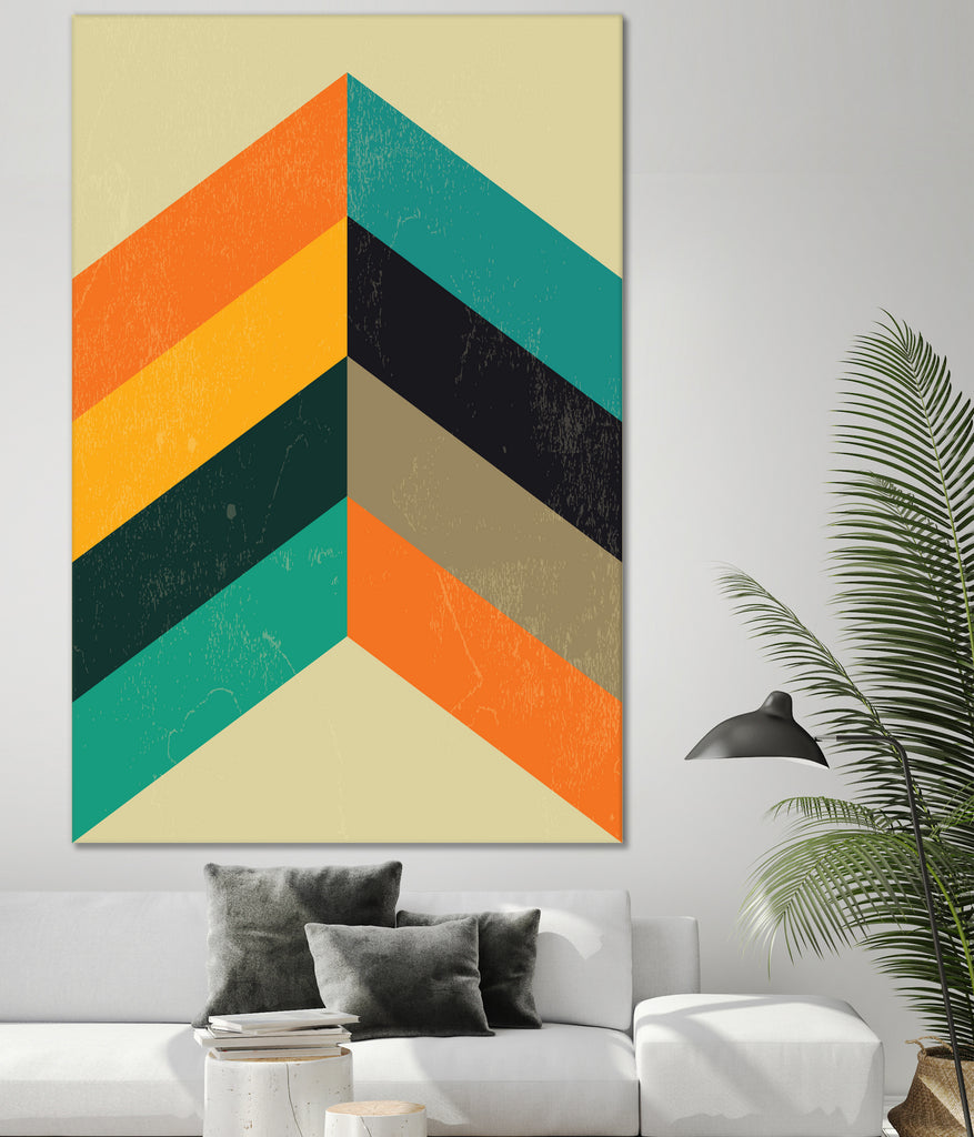 Mid Century Chevron by Studio North on GIANT ART - orange digital drawing