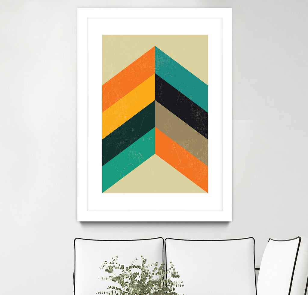 Mid Century Chevron by Studio North on GIANT ART - orange digital drawing