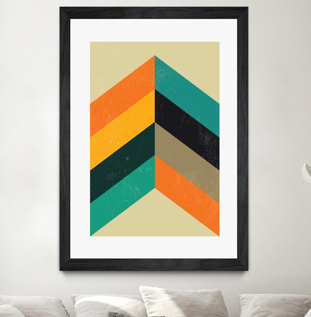 Mid Century Chevron by Studio North on GIANT ART - orange digital drawing