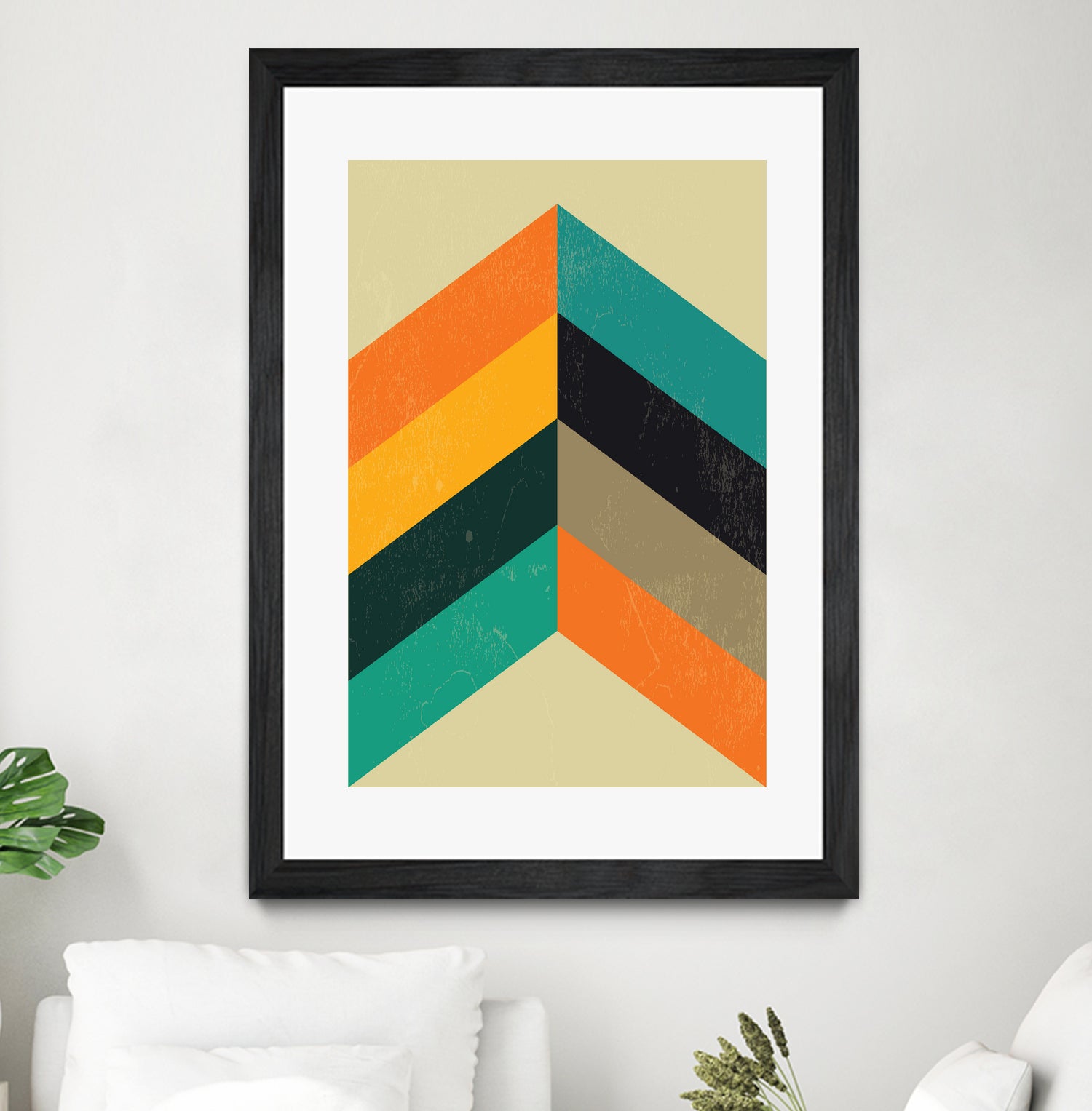 Mid Century Chevron by Studio North on GIANT ART - orange digital drawing