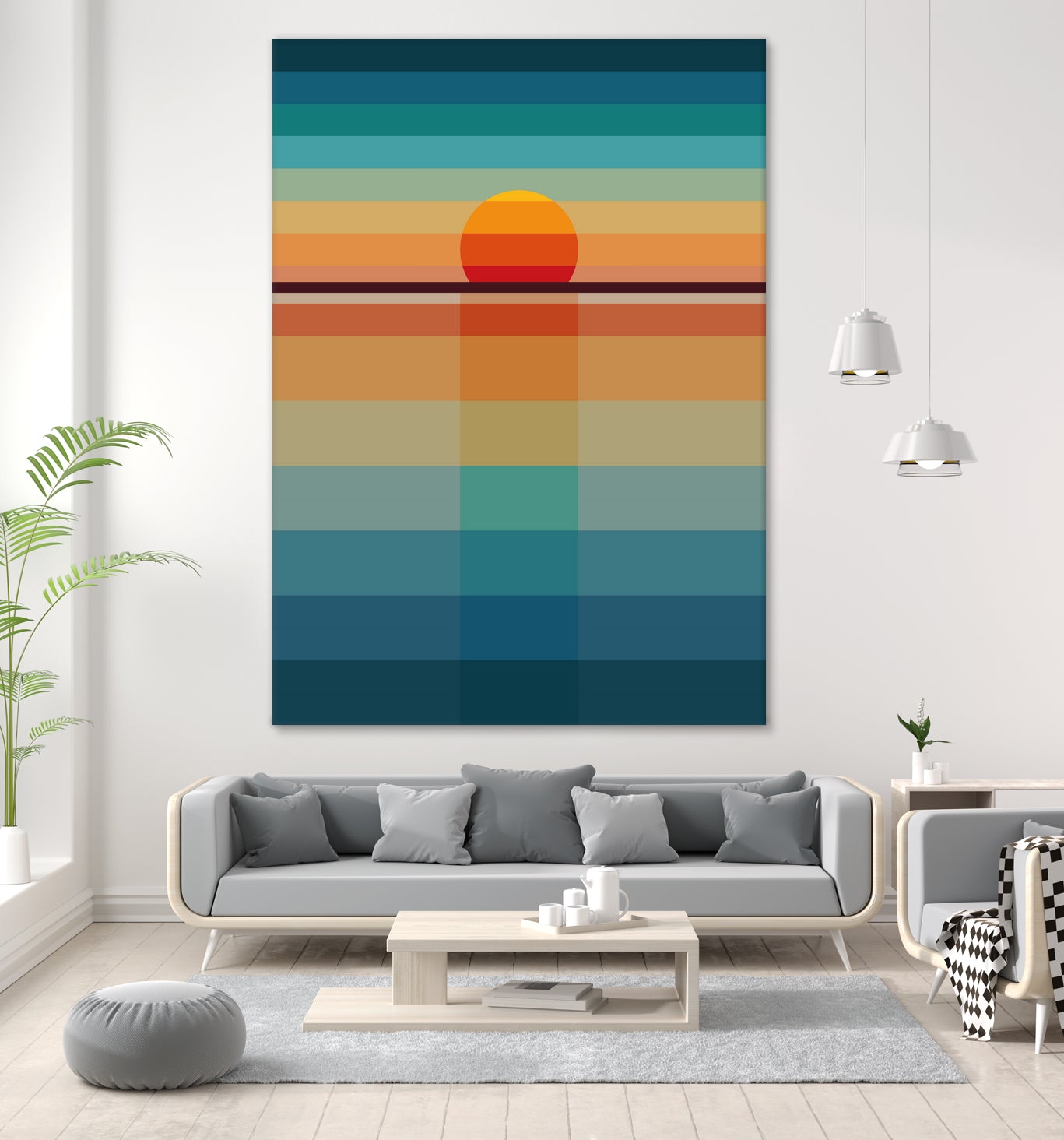 Geometric Sunset by Roland Bánrévi on GIANT ART - yellow vector illustration