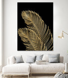 Palm Leaves Finesse Line Art with Gold Foil #1 #minimal by Anita & Bella Jantz on GIANT ART - yellow digital drawing